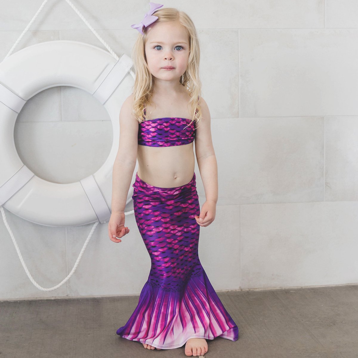 Zeemeerminstaart voor peuters - kinderen maat 3 - Fin Fun Asian Magenta set