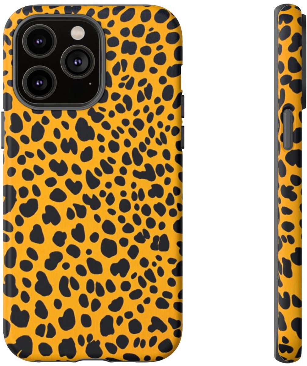 Abstracte Luipaardprint op Geel – Telefoonhoesje Geschikt voor iPhone 14 Pro Max