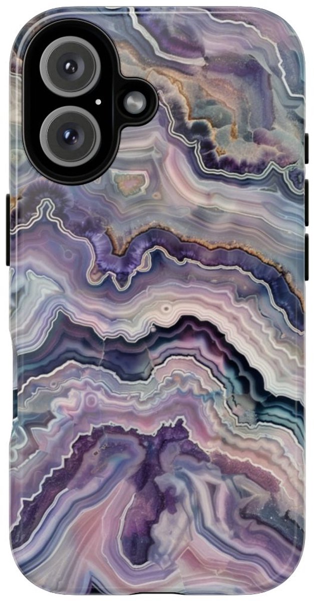 Paars-Blauw Geodepatroon – Telefoonhoesje Geschikt voor iPhone 16