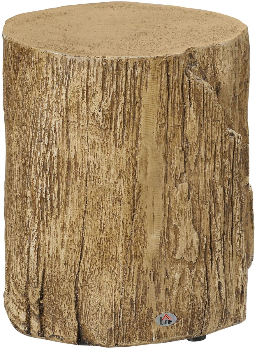 Merax Bijzettafel Boomstam Look – Rond Tafeltje van Beton met Verstelbare Poten – Ø37x43 cm – Waterdicht