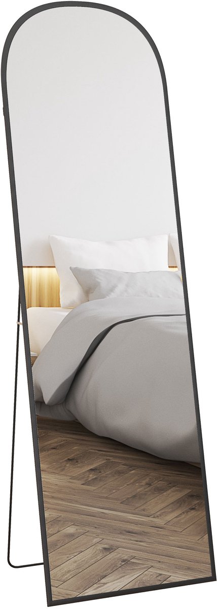 HOMCOM passpiegel - aluminiumlegering - gehard glas - zwart
