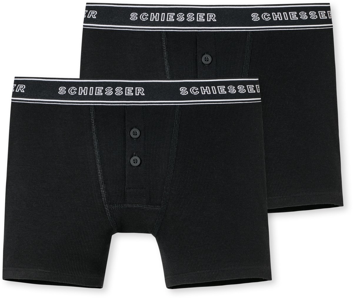 Schiesser Long Life Cotton Jongens Short 2-Pack Zwart