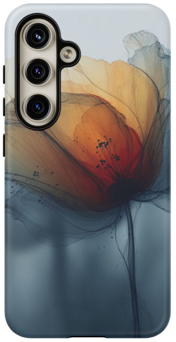 Transparante Abstracte Bloemenkunst – Telefoonhoesje Geschikt voor Galaxy S24