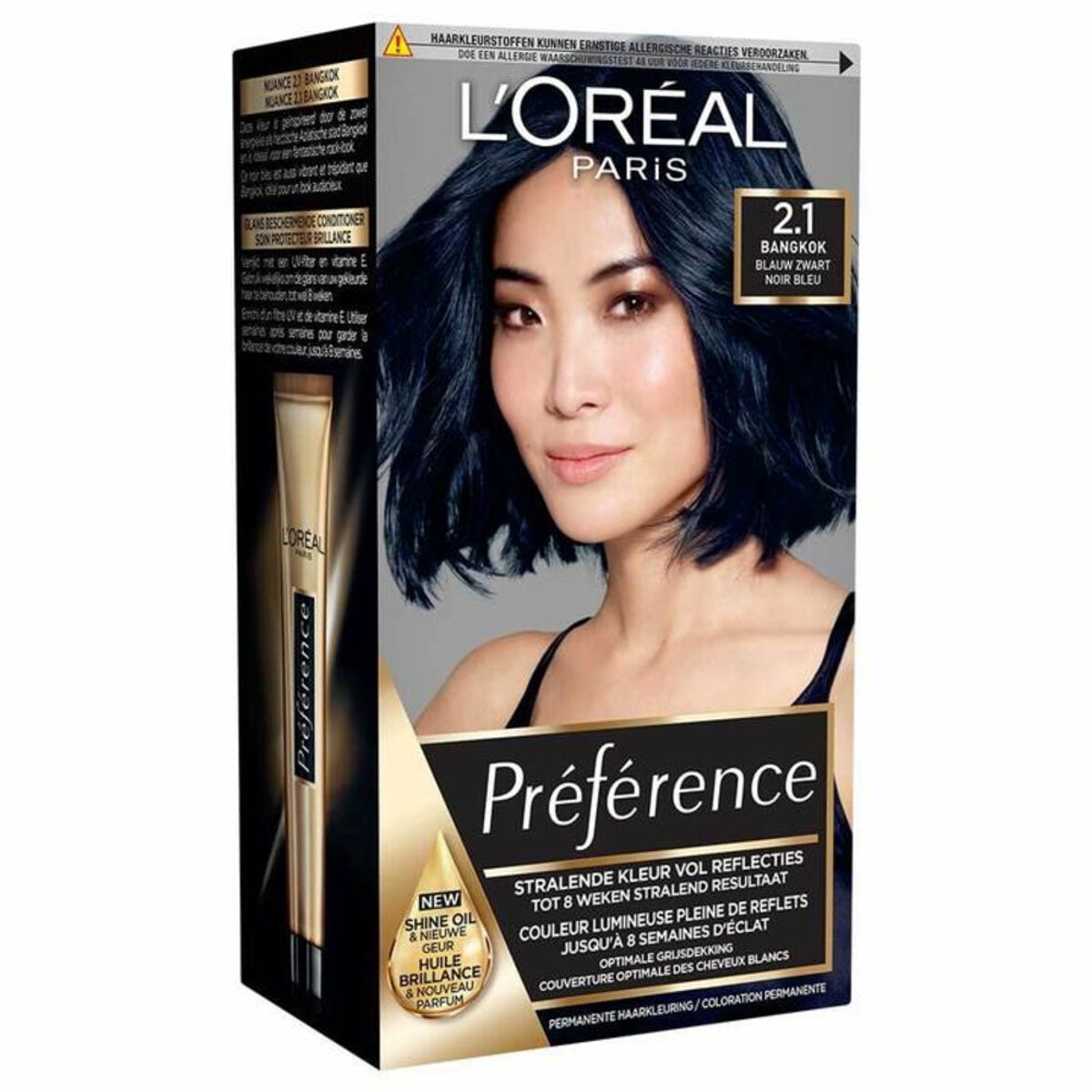 L'Oréal Préférence Permanente Haarkleuring 2.1 Blauw Zwart - 3 x - Voordeelverpakking