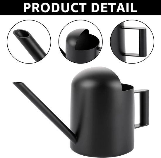 Arrosoir SNQ pour plantes d'intérieur - 300 ml - Mini arrosoir en acier inoxydable - Bec long - Petit arrosoir pour Plantes en pot - Irrigation - Plantes vertes (Zwart)