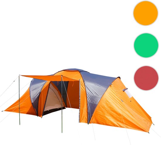 Campingtent Loksa, 6-persoons koepeltent Iglo tent Feesttent, 6 personen ~ oranje van Camping — afbeelding 4