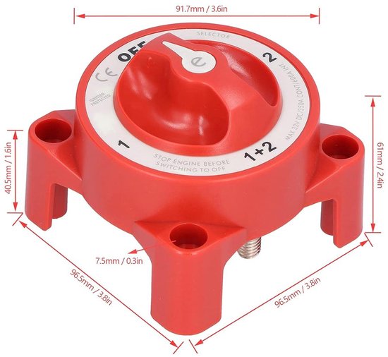 Interruptor de Batería 4 Posiciones 3 / 8in-16 Terminal Ip66 Interruptor de Batería 4 Posiciones 3 / 8in-16 Terminal Ip66