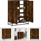 vidaXL Rangement de chaussures - Meuble à chaussures - Meuble à chaussures 75 x 38 x 97,5 cm Bois traité et métal Chêne fumé - Meuble à chaussures en bois - Meuble à chaussures en métal - Espace de rangement