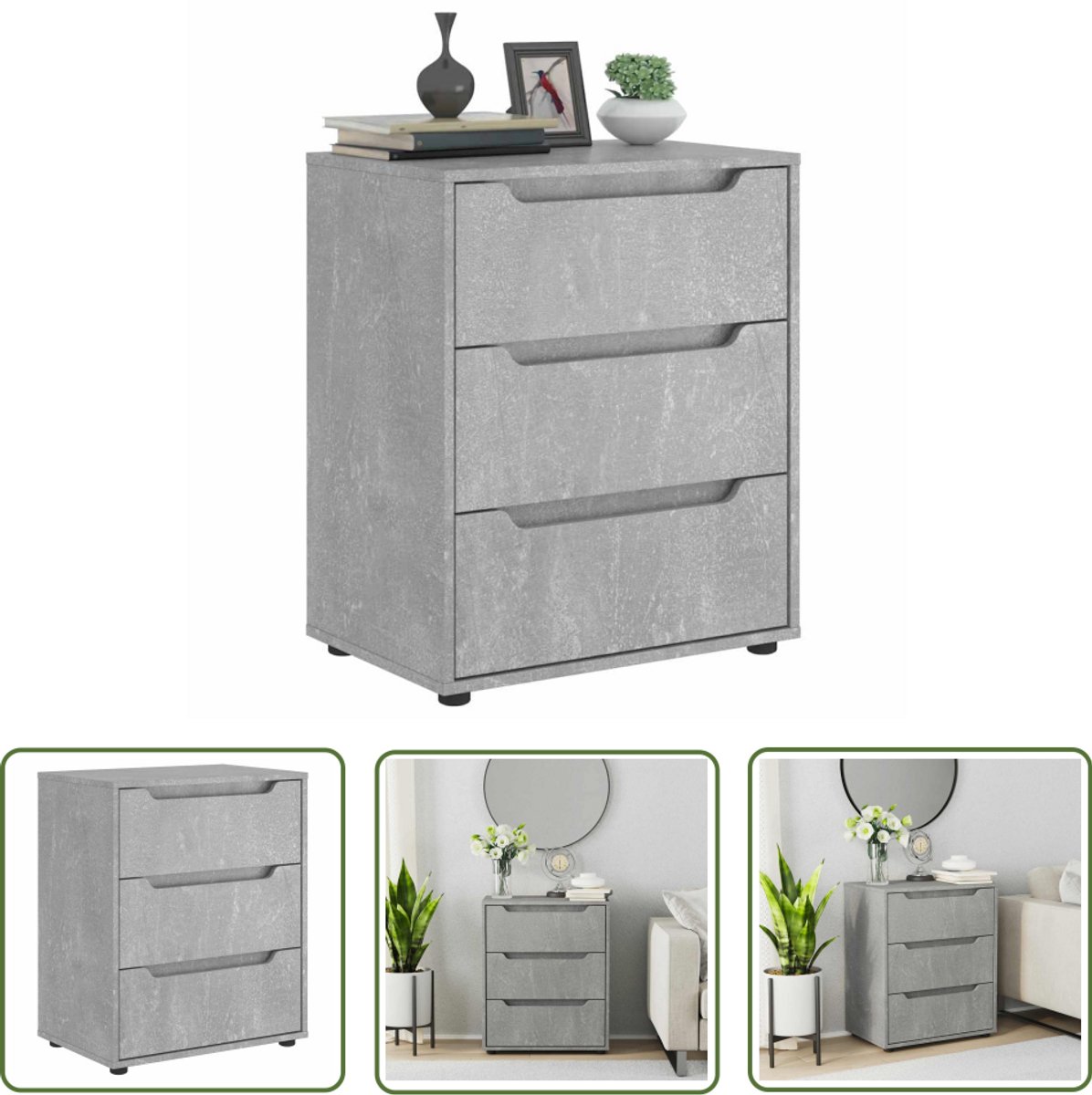 vidaXL Commode - Dressoir - Dressoir 60x40x73 cm spaanplaat betongrijs betongrijs - Opbergruimte - Salontafel - Tv Tafel