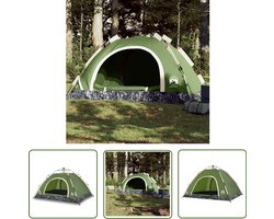 vidaXL Campingtent - Tent - Tent 4-persoons snelontgrendeling groen - Vier Persoons Tent - Groene Tent - Waterdichte Tent