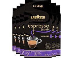 Lavazza Espresso Barista Intenso Filterkoffie - Gemalen Koffie - Blend van Arabica & Robusta Bonen - Intensiteit 9/10 - 6 x 250 gram