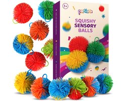 Partizzle 12x Zachte Squishy Stressballen - Sensorisch Speelgoed - Fidget Toys - Stressbal Uitdeelcadeautjes Pakket - Sinterklaas / Kerst Cadeau - Grabbelton Traktatie Cadeautjes - Voor Kinderen, Peuters & Volwassenen - Siliconen