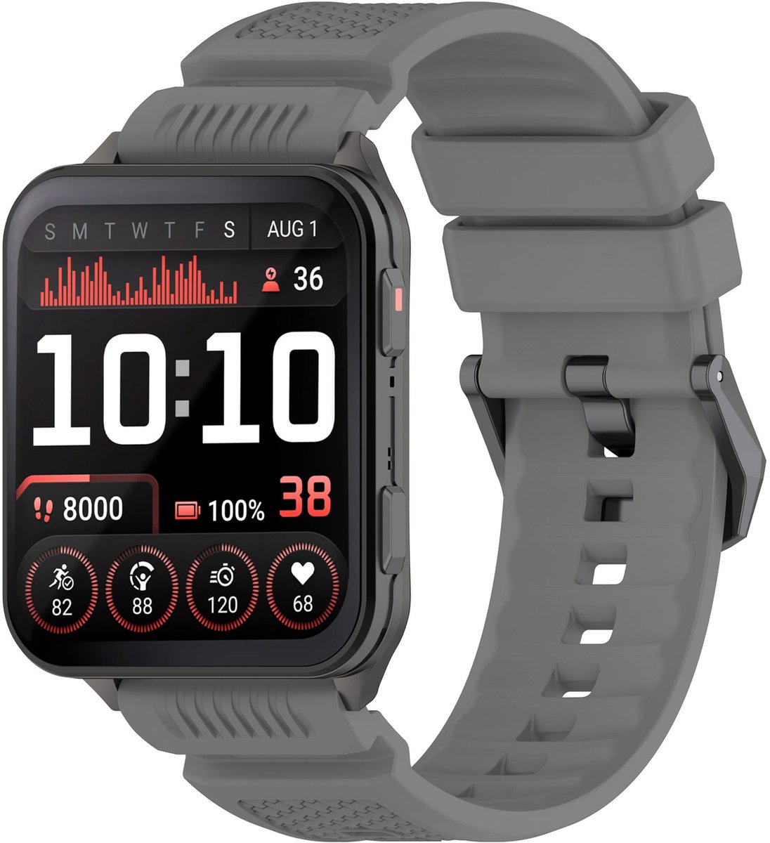Strap-it Siliconen bandje met gespsluiting - geschikt voor de Garmin Venu X1 (grijs)