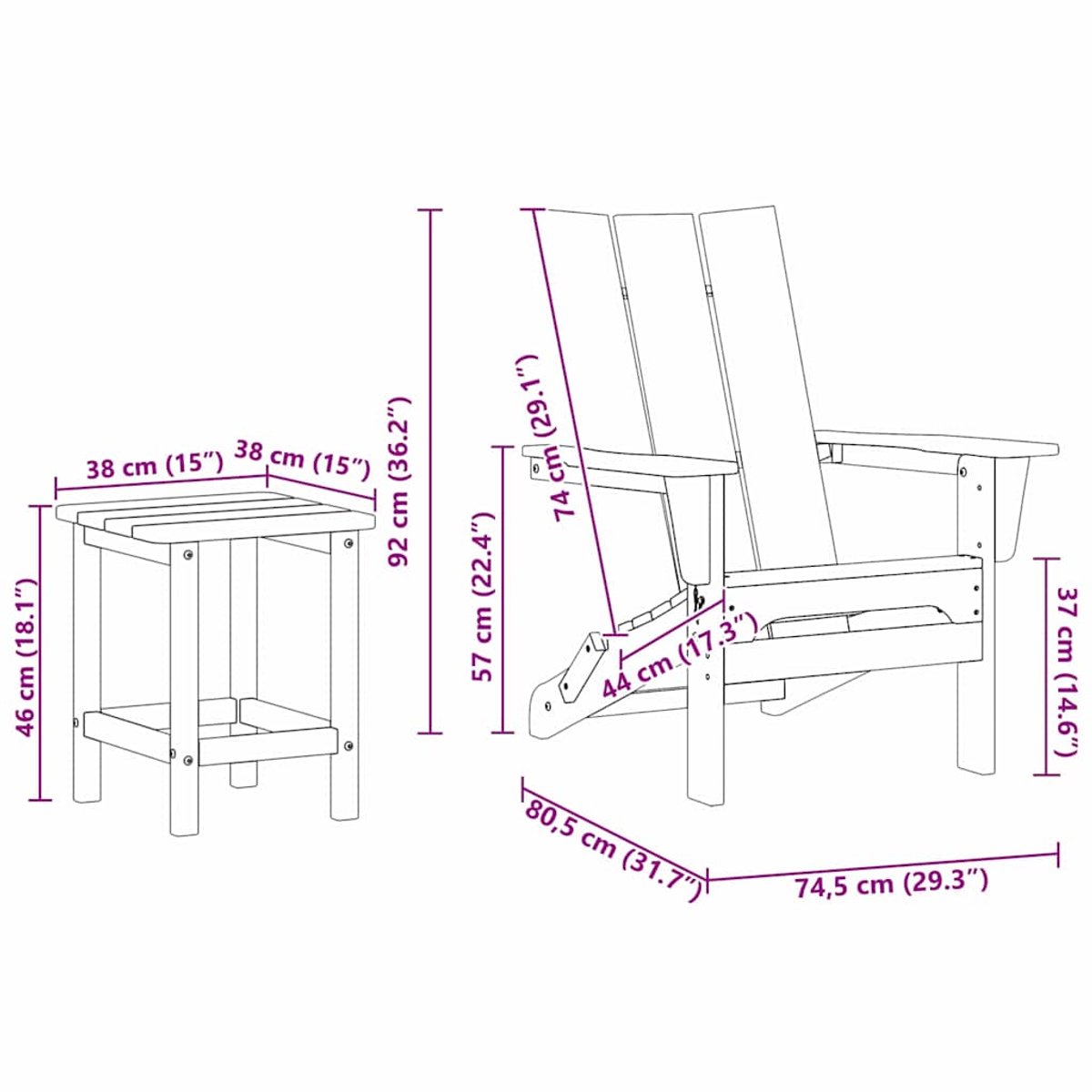 vidaXL - Tuinstoel - 3 - st - Wit - Polyetheen