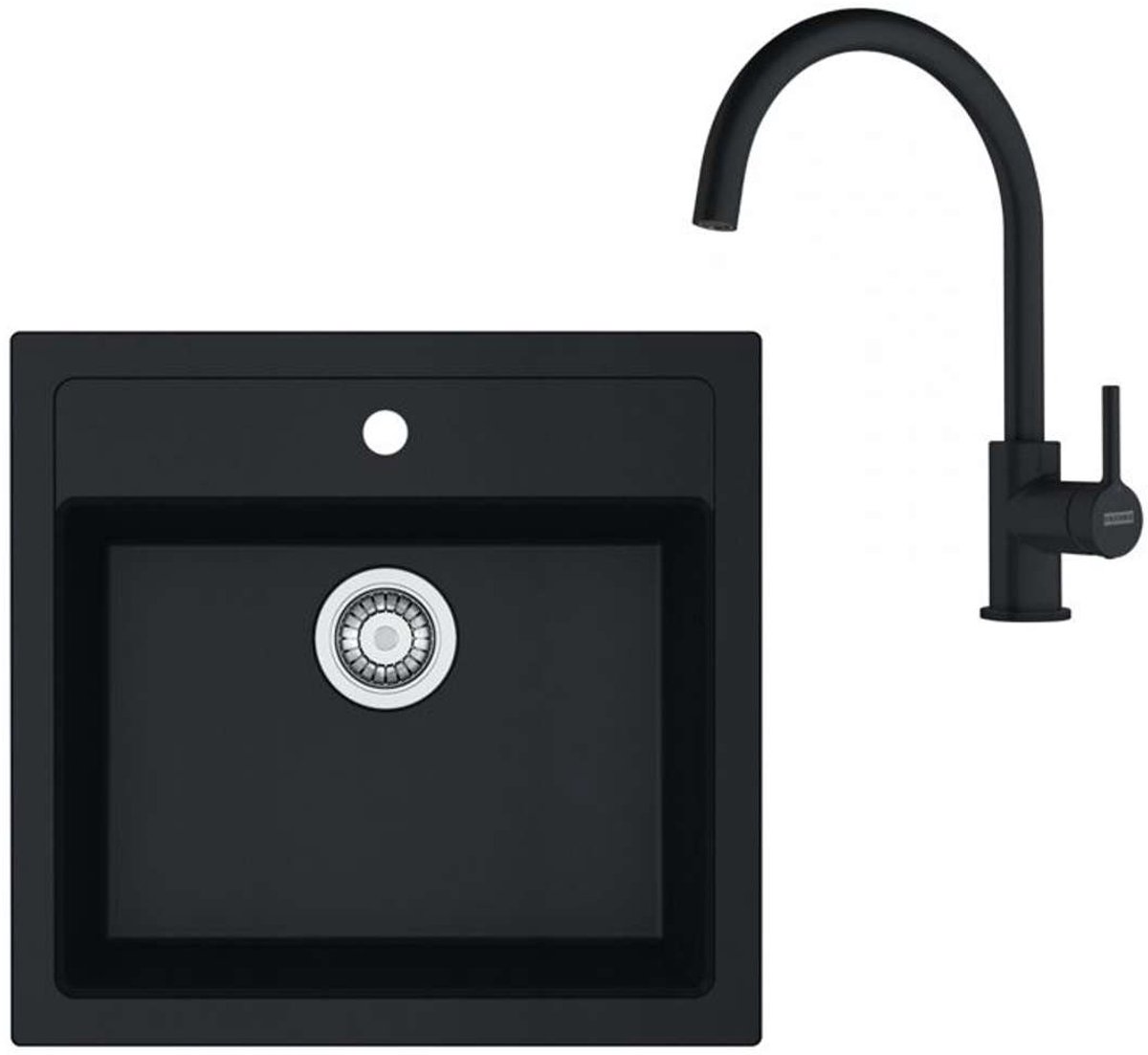 Franke Sets - Keukenset T122Č, tectonite spoelbak SID 610 en keukenkraan FC 6018.901, zwart/mat zwart 143.0687.310