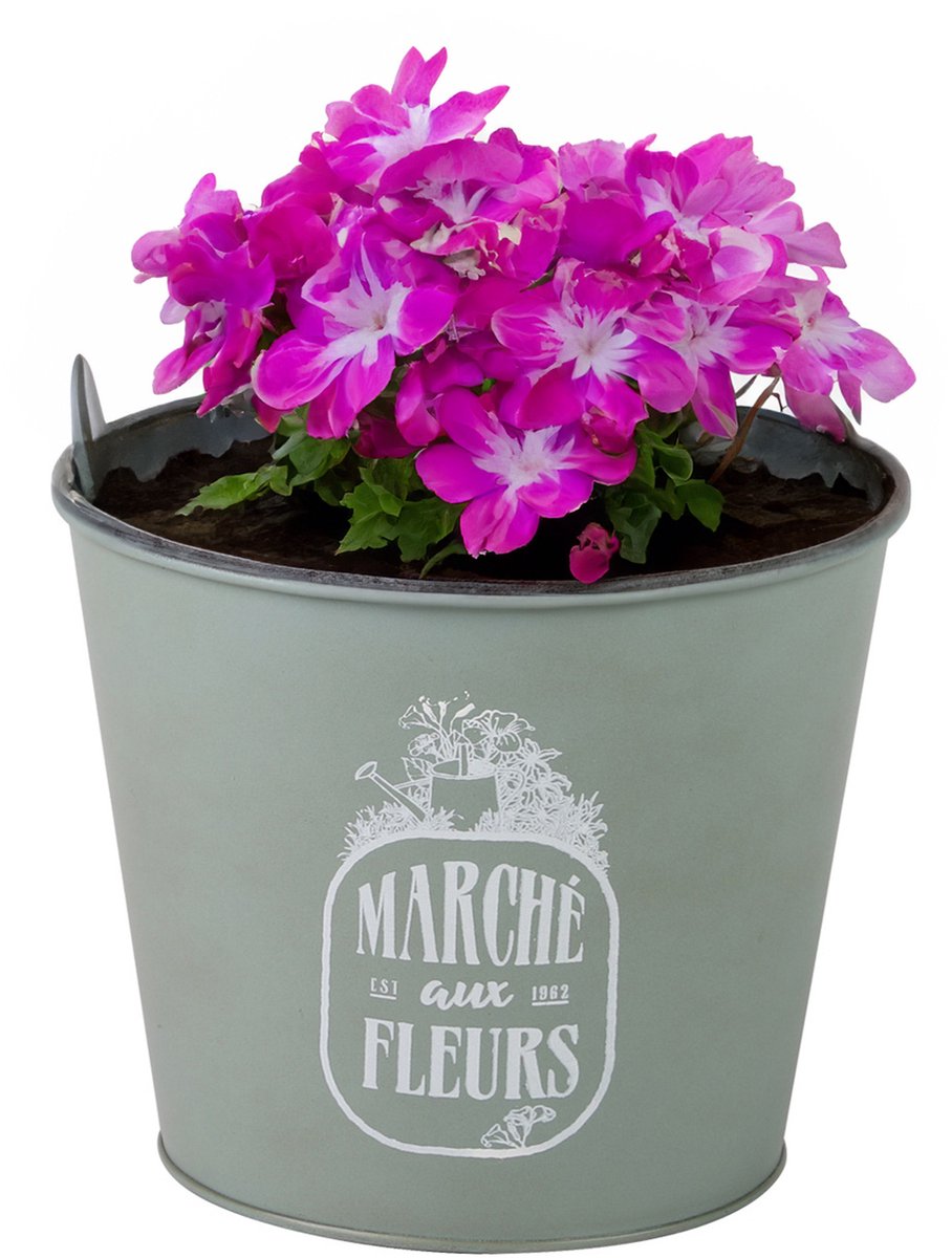 Sunnydays /plantenpot/bloempot - zink - jadegroen - D17 x H14 cm