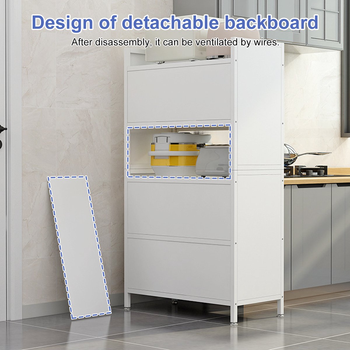 FOXSPORT Keukenkasten - Vrijstaande Keuken Opbergkast - Keukenonderkasten met opklapbare deuren - Dressoir - Kast - Keuken - Huiskamer - Wit - 60x32x144cm — cadeau in Cadeau-ideeën - foto 4
