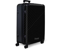 NoBoringSuitcases.com NoBoringSuitcases.com® - Koffer groot - Reiskoffer lichtgewicht - Zwart met abstracte lijnen - Reiskoffer met 4 wielen - Reizen