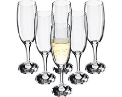 KADAX Wijnglazen, vaatwasmachinebestendige wijnkelk, hoogwaardige en elegante glazen voor rode en witte wijn, wijnglas met lange stijl, kelkglazen voor het serveren (6 x 220 ml, voor champagne)