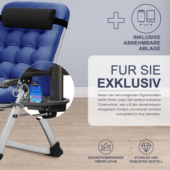 MOPHOTO Zero Gravity Ligstoel, tuinligstoel, inklapbaar, 200 kg draagvermogen samen met kussens en zijzak, perfect voor een dutje, relaxstoel, tuinligstoel, balkonligstoel, (bamboegrijs