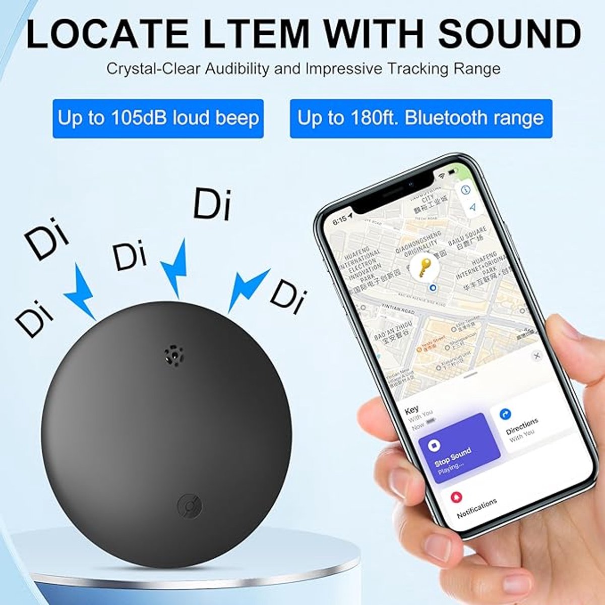 Traceur Localisateurs D'objets, Air Tracker Tag Compatible avec l'app Localiser (Uniquement iOS), Batterie Remplaçable, Traceur pour Clés/Valise/ Sacs et Plus, 4 Pièces