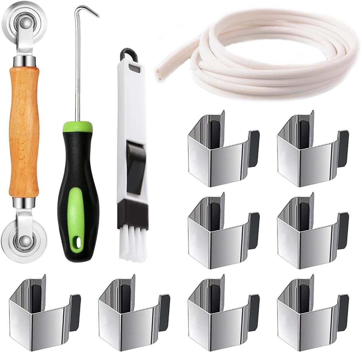 JGS Premium - Reparatieset voor vliegengaas met dubbelwiel, afdichtingsinroller en meer - 10 m × 5 mm biesband