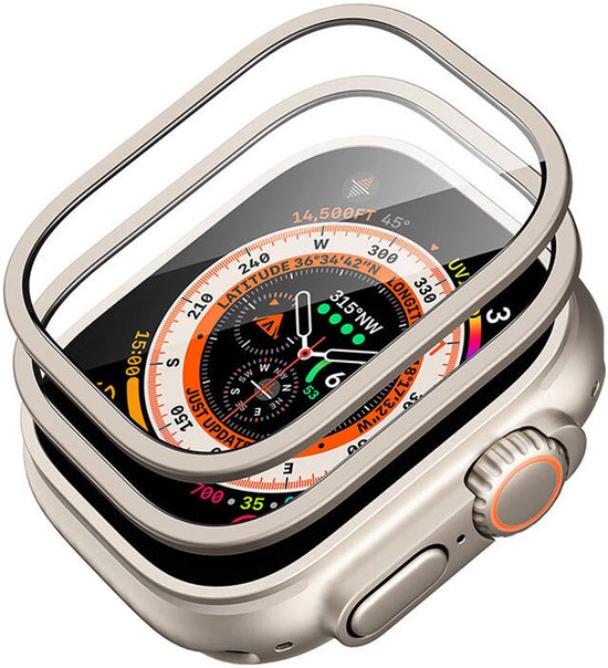 ESR Geschikt voor Apple Watch Ultra 3 / 2 / 1 - Hoesje met 2-Pack Tempered Glass - Bumper Case + Duo Pack Screen Protector - Armorite Protection Set - Titanium