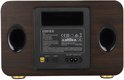 Achterkant van de Edifier D32 luidspreker met aansluitingen, waaronder AUX IN, USB IN, en CE-markeringen.