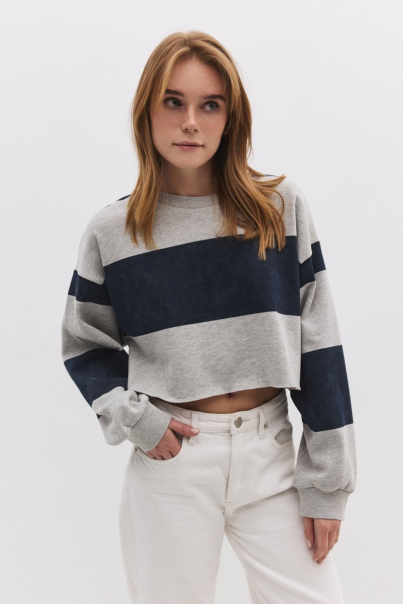 Sweat-shirt court rayé