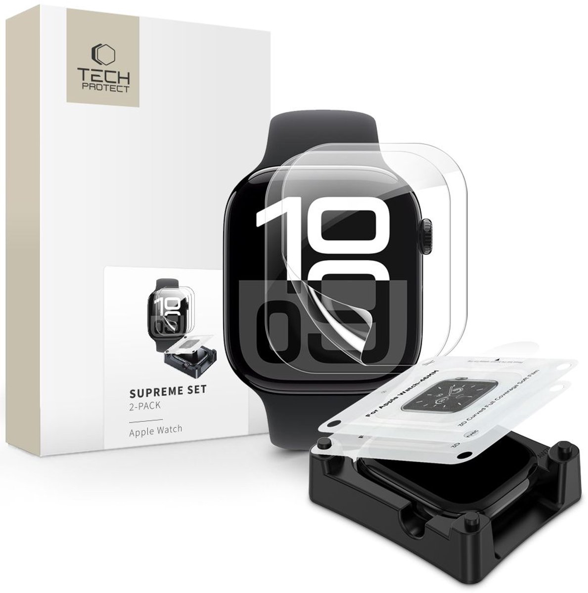 Tech-Protect Beschermende Film Voor Apple Watch 10 42 Mm 2-Pack Schermbescherming