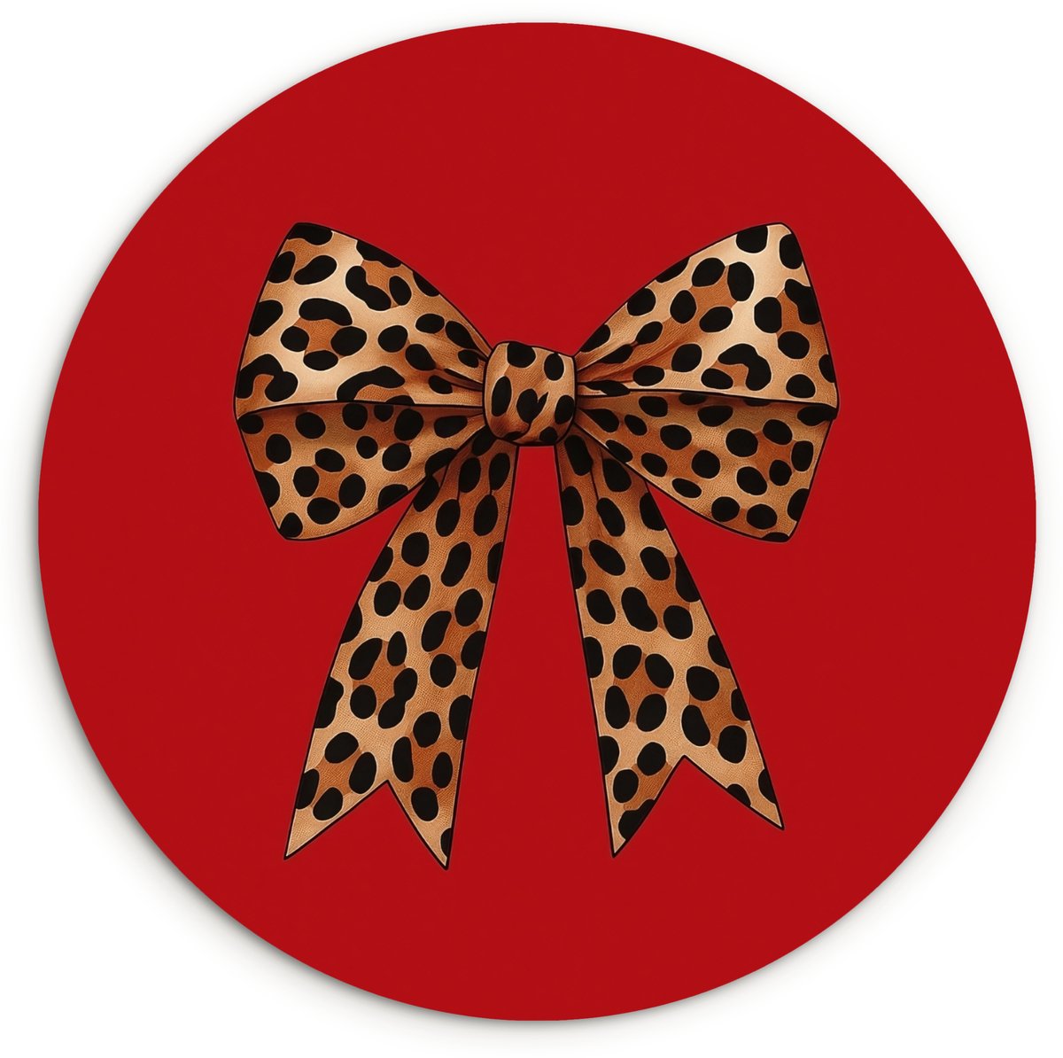 WallCircle Wandcirkel 60x60 cm - Muurcirkel Strik - Sierlijk - Panter - Rood - Muurdecoratie woonkamer - Wanddecoratie slaapkamer - Kamer decoratie accessoires - Ronde schilderijen Strik - Panterprint