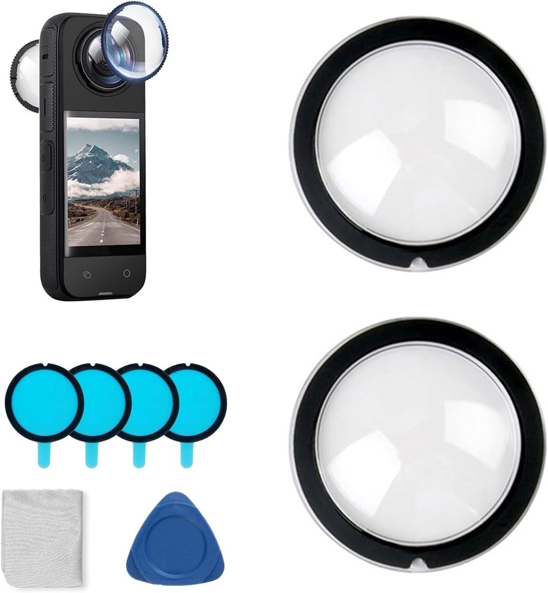 JGS Premium - 2-pack lensbescherming voor camera - PC-materiaal - 3D draaibare, stofdichte, valbestendige en krasbestendige lensbescherming - geschikt voor Insta360 X3