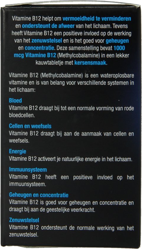 Lucovitaal Vitamine B12 1000 micogram Voedingssupplement - 60 kauwtabletten - Kersensmaak
