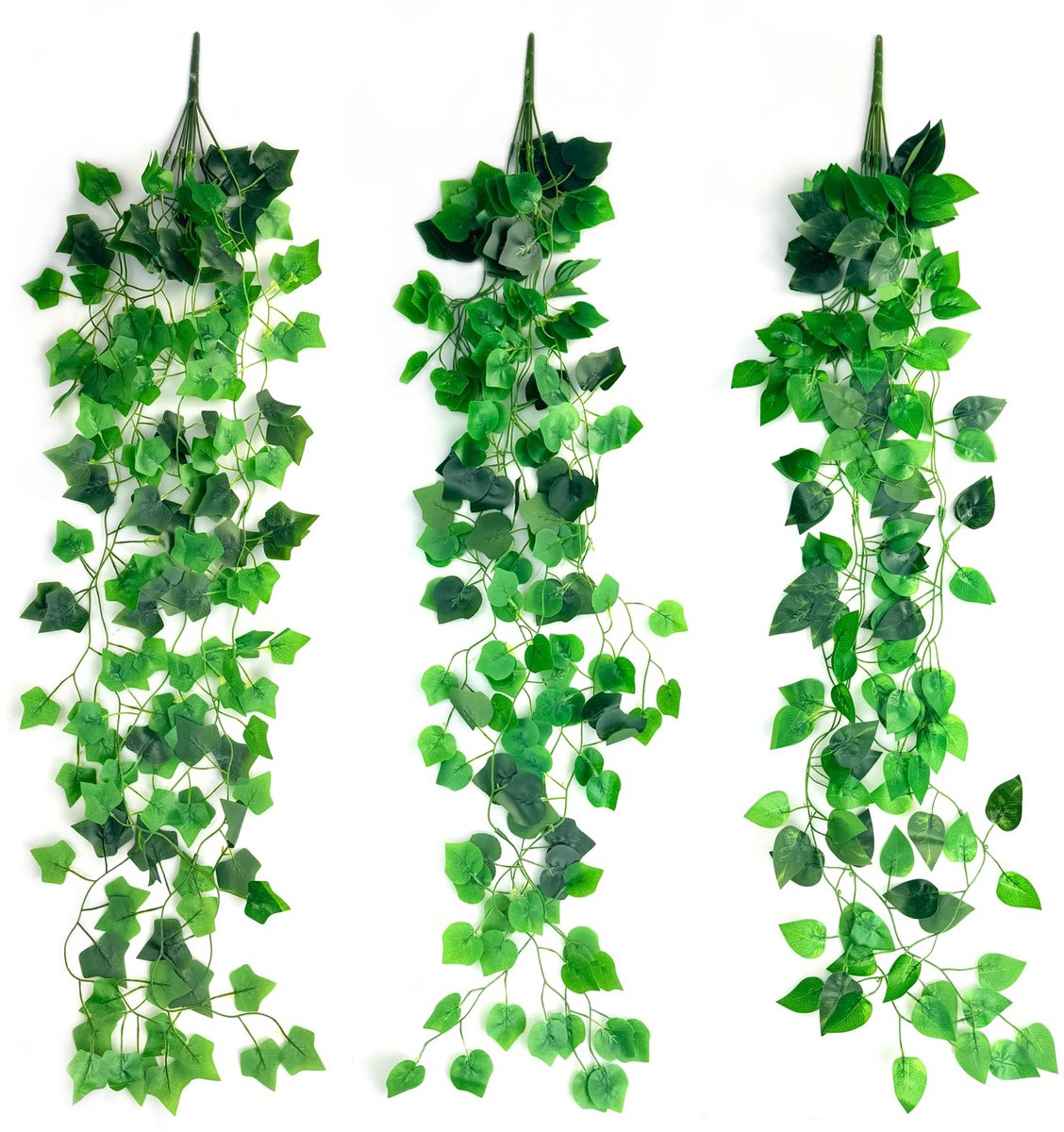 Ibenzoa Decoratieve kunsthangplanten set van drie stuks voor binnen- en buitendecoratie groen