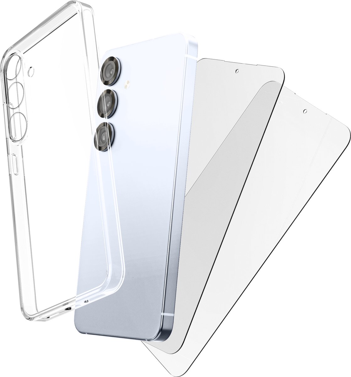 Hoesje geschikt voor Samsung S25 Plus Transparant - 2x screenprotector - beschermglas screen protector- Anti Shock case