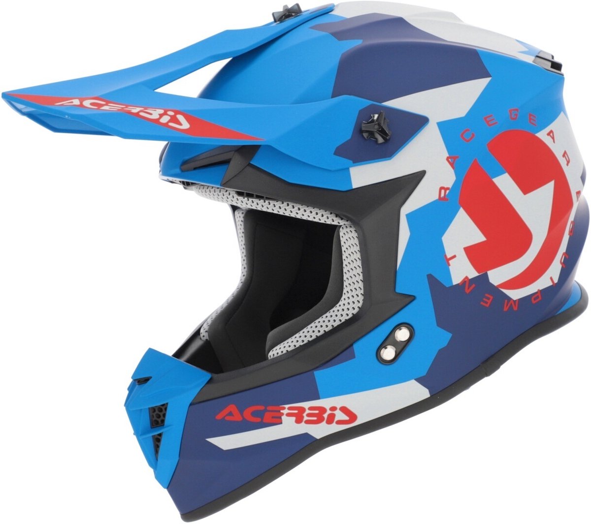 Acerbis Linear Graphic Mat Blauw Rode Crosshelm - Helm