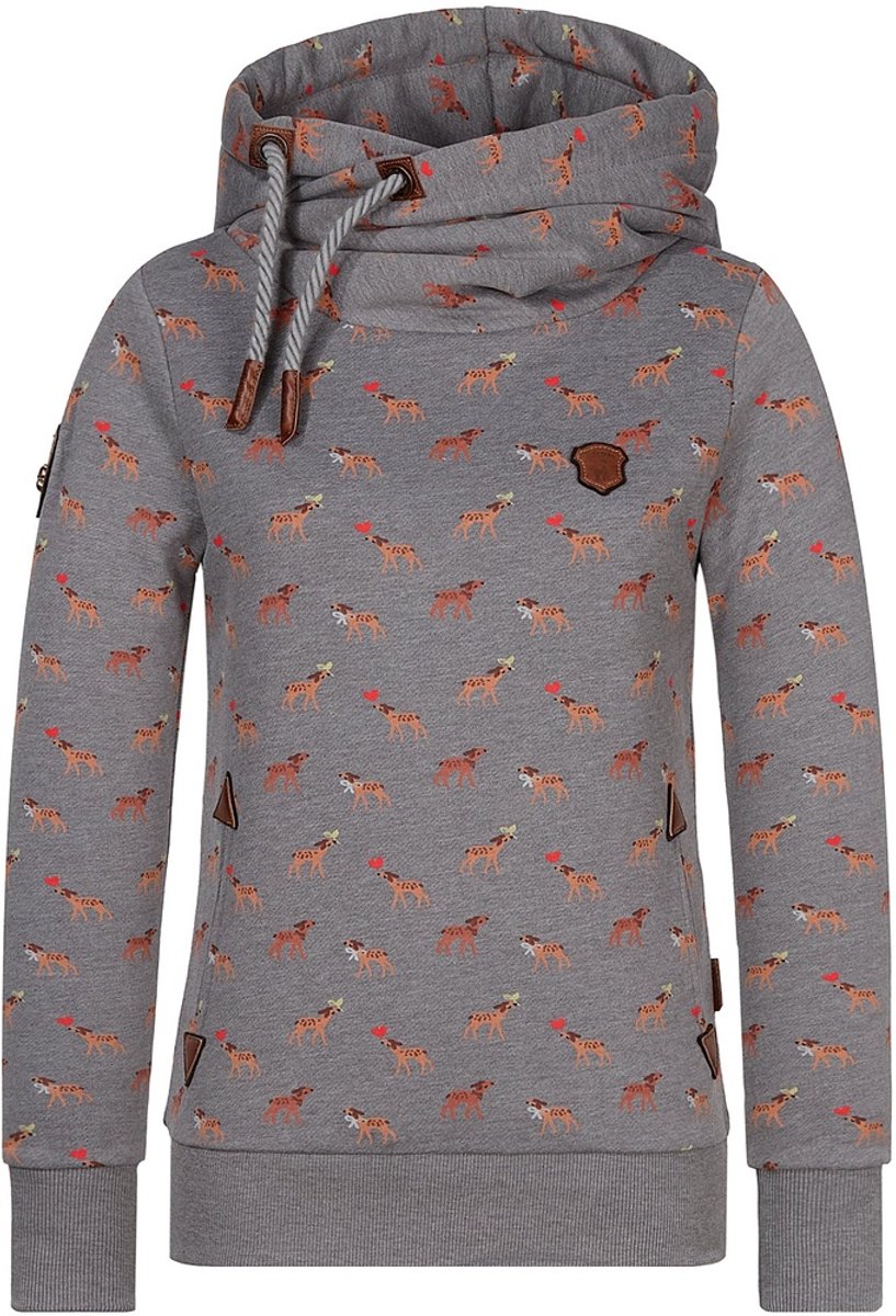 Naketano Damen Hoodie Darth 1801-0203 Dark Grey Melange (Small Deers)-L