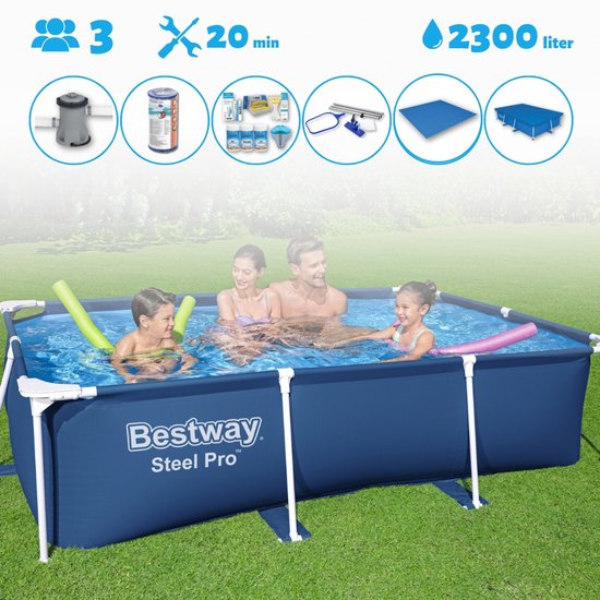 Funsicle zwembad, rechthoekig, 2,13 m x 1,52 m x 0,61 m, blauw