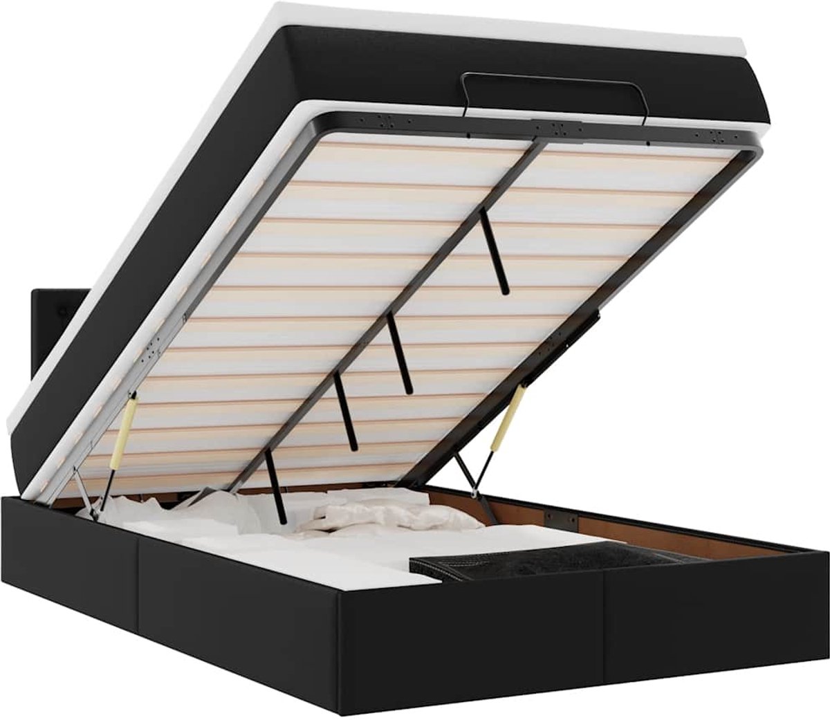 vidaXL - Ottoman - bed - met - matras - 120x190 - cm - kunstleer - zwart