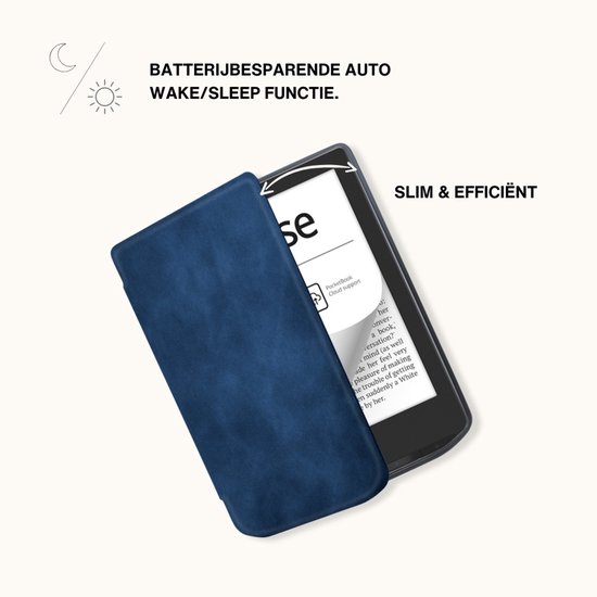 Lunso PocketBook Verse / Verse Pro / Verse Color Slim hard case hoes (6 inch) - sleepcover - Donkerblauw van Lunso — afbeelding 5