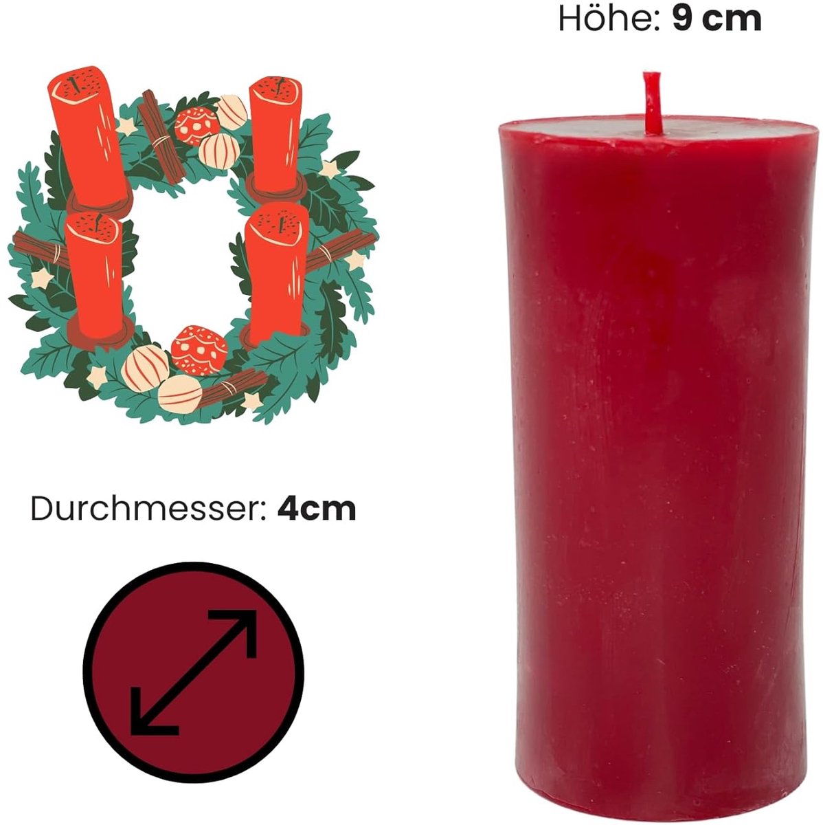 Bijenwaskaarsen adventskaarsen set van 4 kaarsen adventskrans stompkaarsen van 100% bijenwas platen kerstkaarsen | grootte: 10x4 cm lange brandduur ca. 7 uur