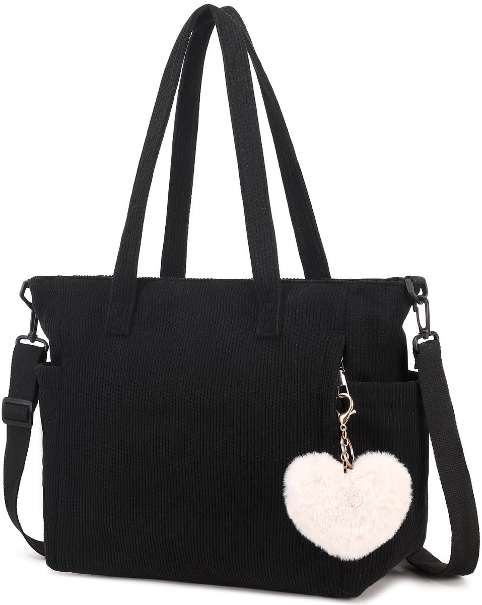 Ibenzoa® Stijlvolle Corduroy Schoudertas voor Dames - Grote Handtas en Shopper met Veelzijdige Opbergruimte voor Werk, Reizen en Winkelen