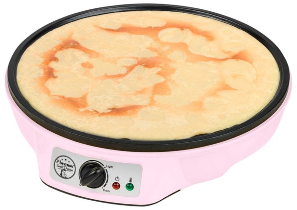 Bestron Pannenkoekenmaker - ASW602P - 1000W - Crêpemaker - 30cm - Roze