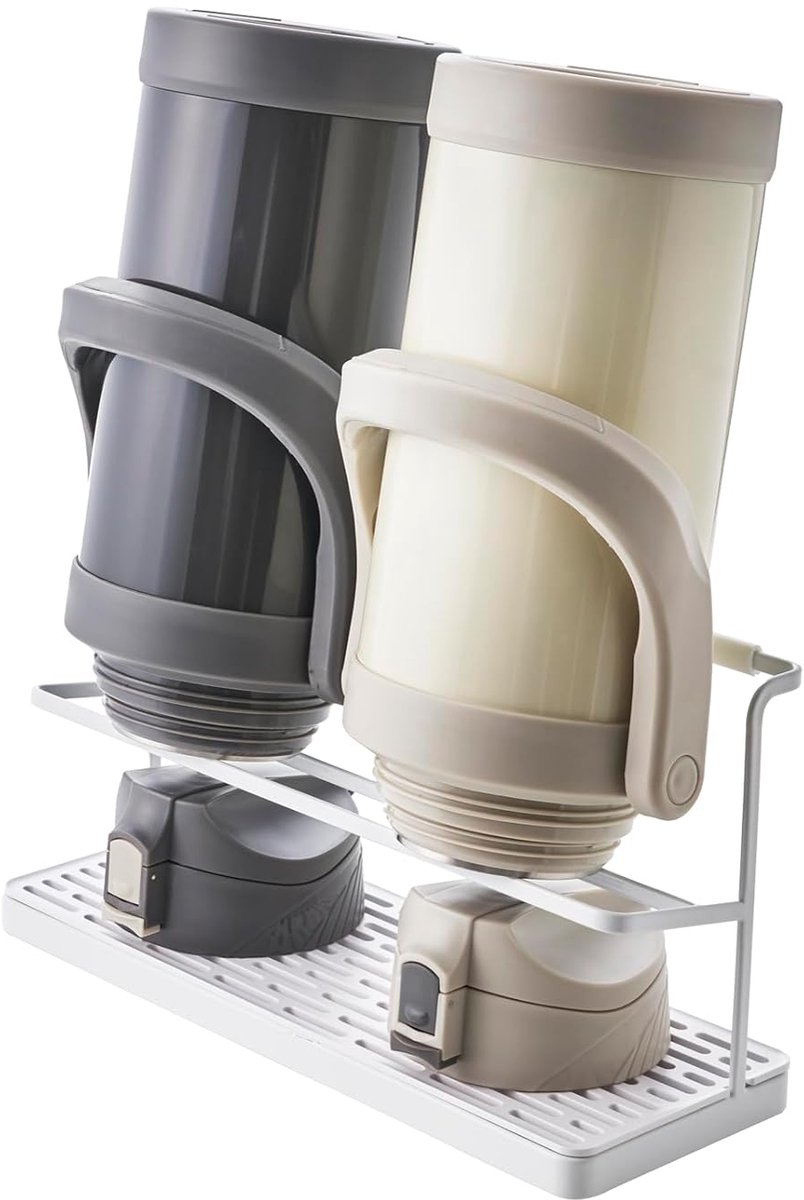 Flessen Droogstandaard met Lade - Space Saving - 1 stuk - Wit - Staal/ABS