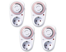 4-Pack ELRO TI1500 Mechanische Tijdschakelaar / Schakelklok | Compact |15 minuten schakeltijd | Tot 3600W | Binnengebruik