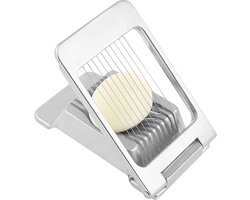 TTD® RVS Eiersnijder Grijs – Eierslicer van Roestvrijstaal met Aluminium Draad voor Perfecte Eiplakjes