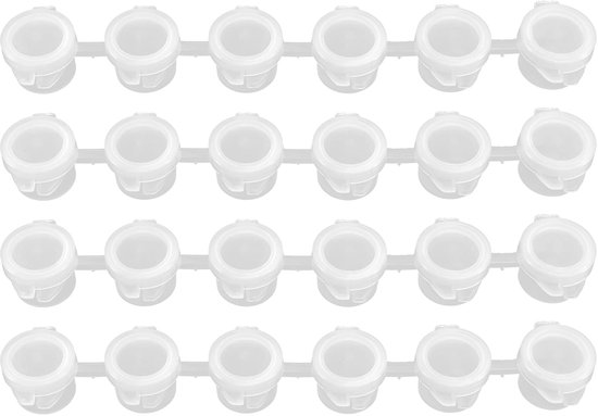 4 stuks verfpotjes - Mini verfpotjes - Doorzichtige plastic verfpotjes met deksels - 6 kleine plastic verfbekers van 3 ml - voor verf, make-up, glitter, kralen, poeder, make-up, lipgloss - Wit