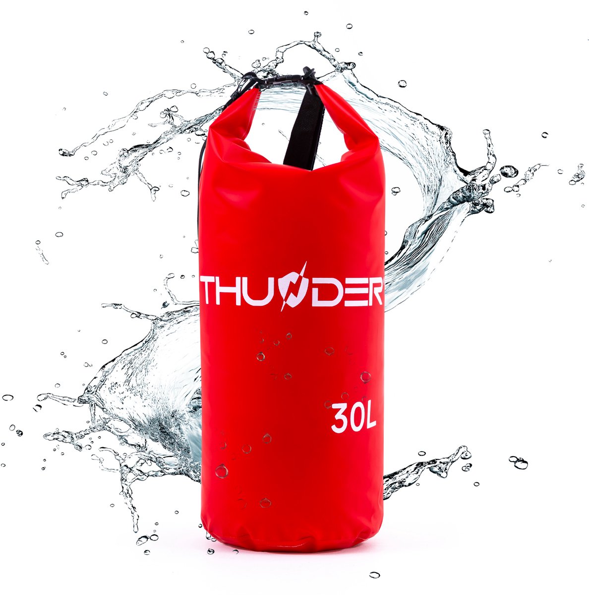 THUNDER® Waterdichte Zak 30L | Roll-Top Drybag voor Kajak | SUP | Camping en Watersport | Rood