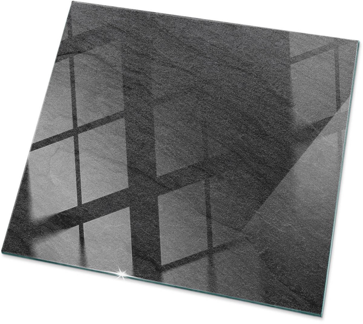 Tulup Tafelblad Glas - Natuursteen Textuur Glasplaat Tafel - 60 cm x 60 cm - Zwart Veiligheidsglas - Vierkant Tafelblad Glas - Glazen Tafelblad voor de Woonkamer - Glazen Tafelblad