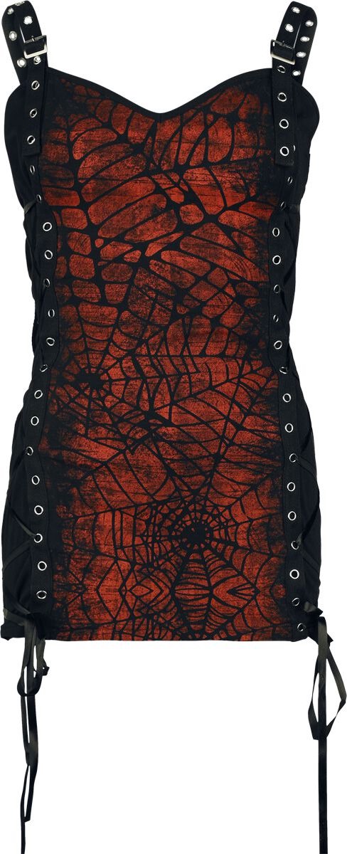 Gothicana Zwarte top met geperforeerde klinknagels en vetersluiting - Dames - XXL
